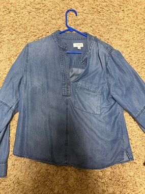 Evereve Chambray Popover Shirt - True Blue